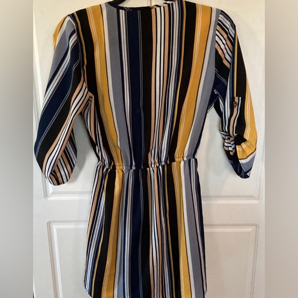 STELLA TWEED💫 Women’s Black/Yellow/White Striped Zipper-Up Long Sleeve Flowing - Picture 13 of 13